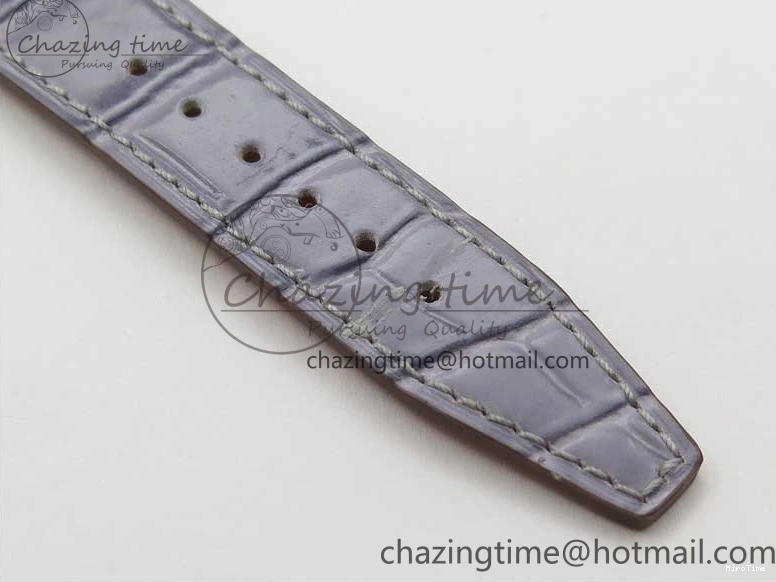 MIROTIME 0227 Attractive Portofino 37mm SS V7F 1:1 Best Edition Gray Dial Diamonds Bezel on Gray Leather Strap A 7091